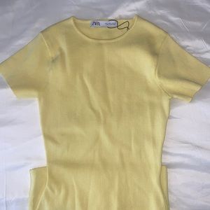 Zara yellow knit mini dress